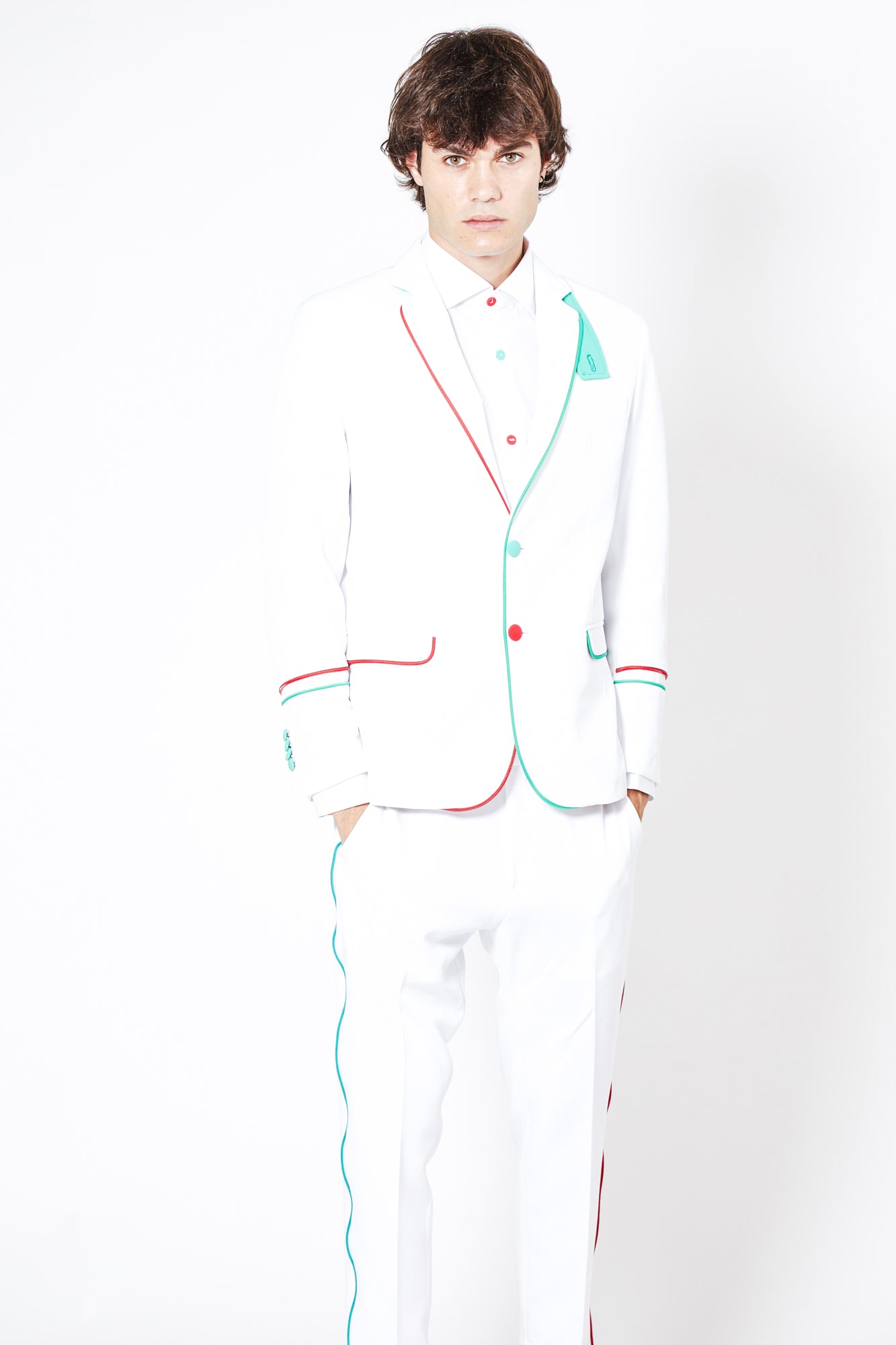 Giacca BEATLES - White/Red-Green - pncldcouture