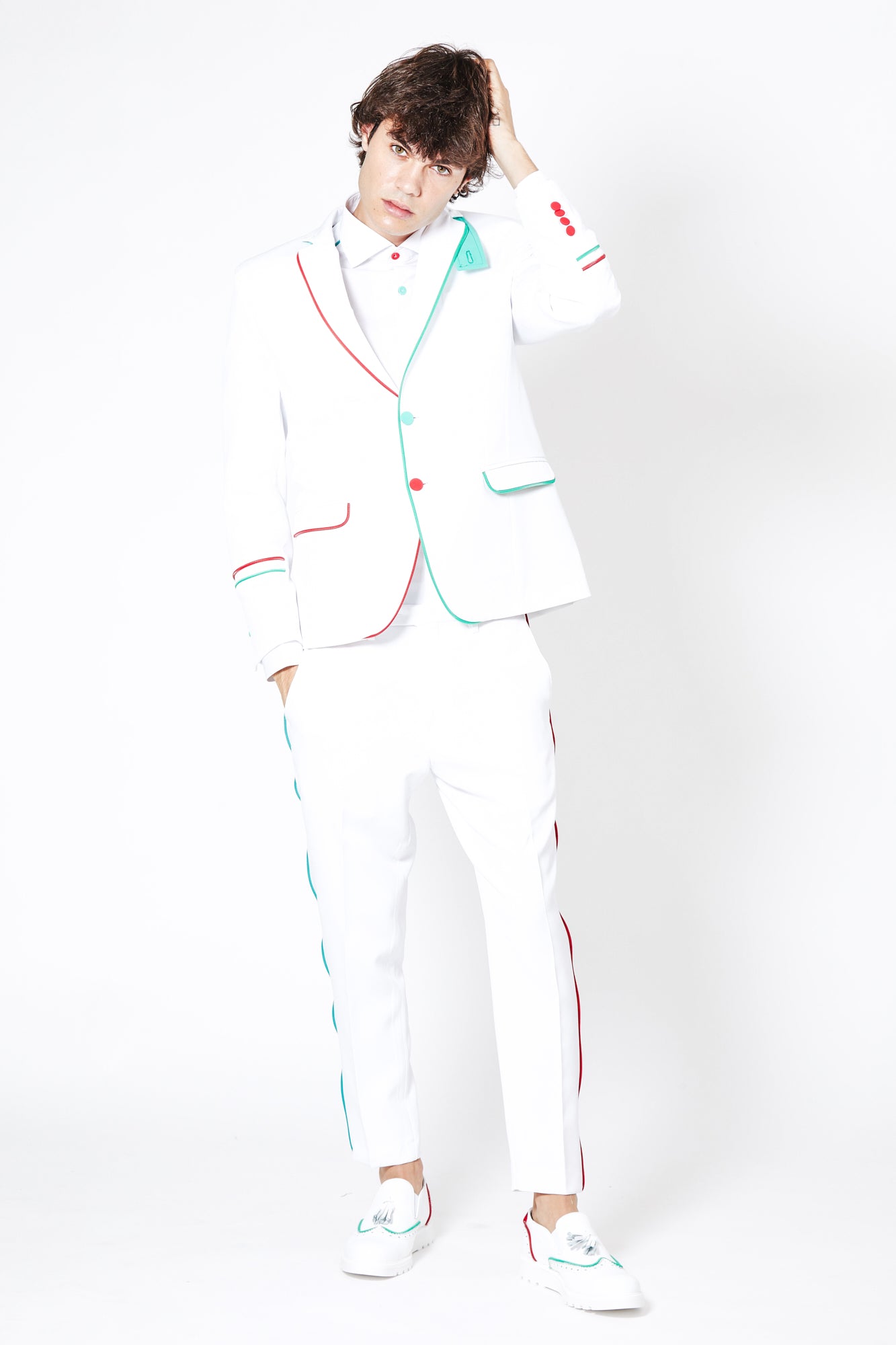 Giacca BEATLES - White/Red-Green - pncldcouture