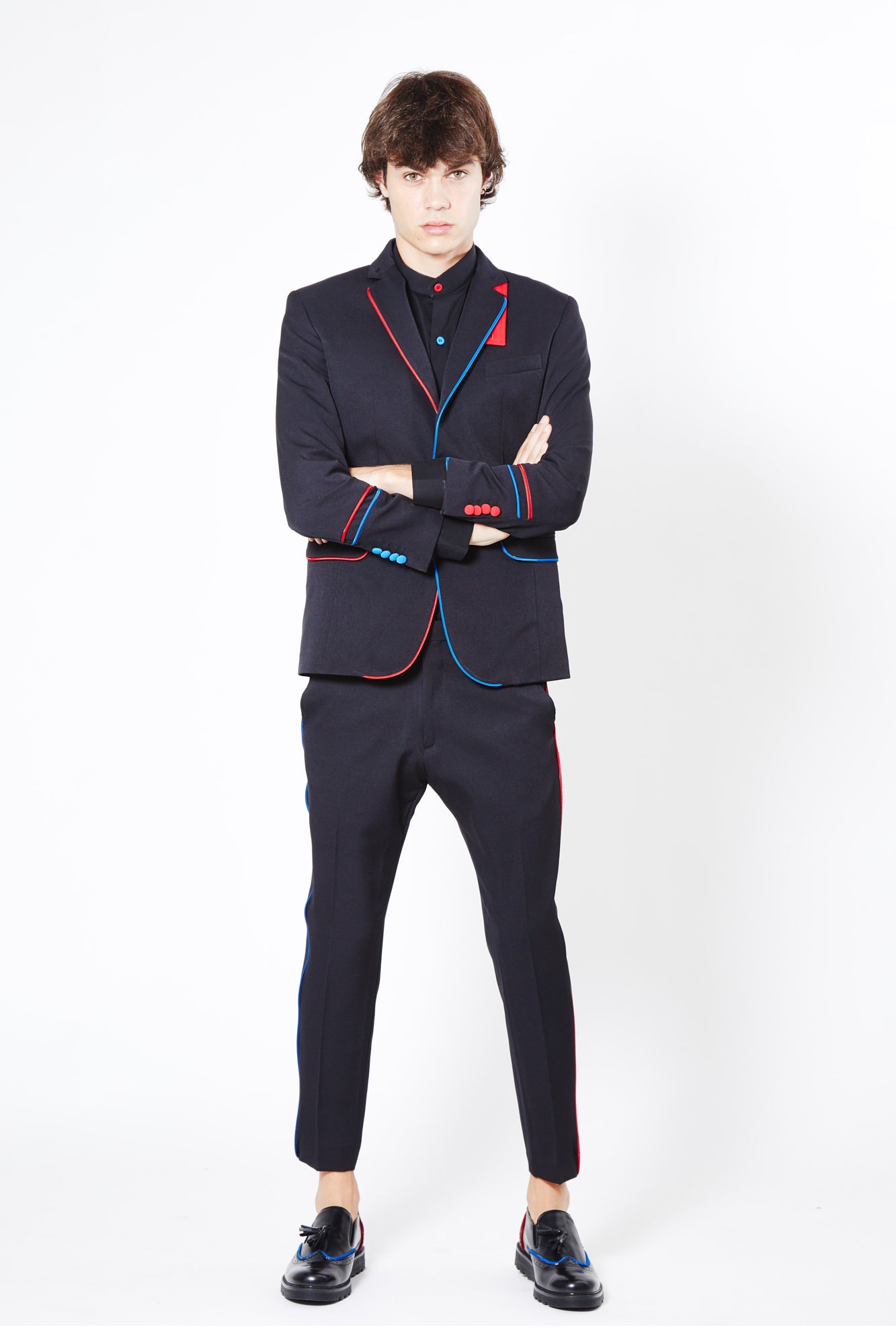 Pantalone BEATLES - Black/Red-Blue - pncldcouture