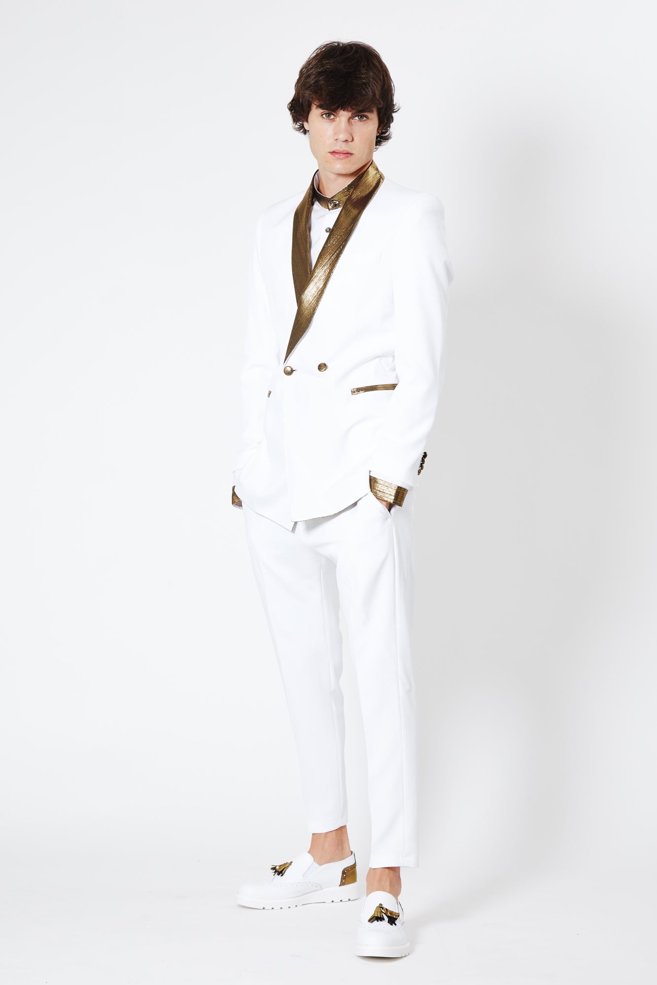 Giacca PRINCE - White/Striped Gold - pncldcouture