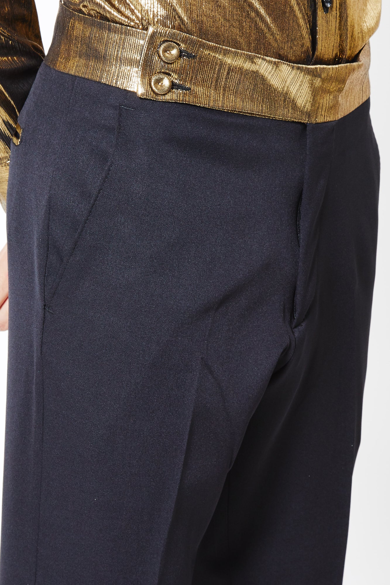 Pantalone PRINCE - Black/Striped Gold - pncldcouture