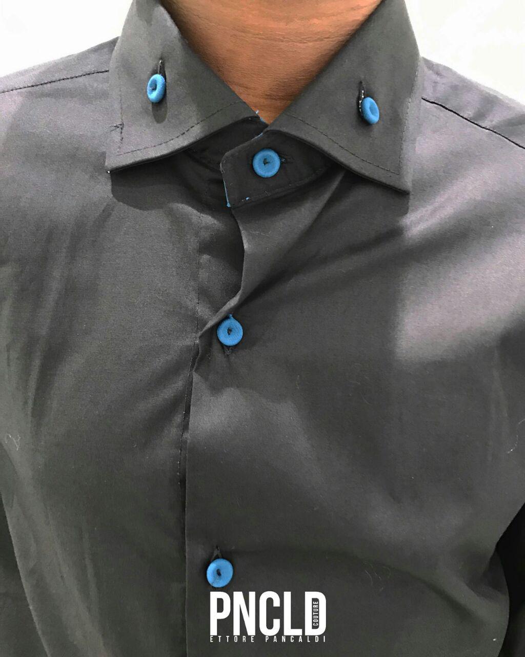 Camicia LENNOX - Black/Teal Buttons