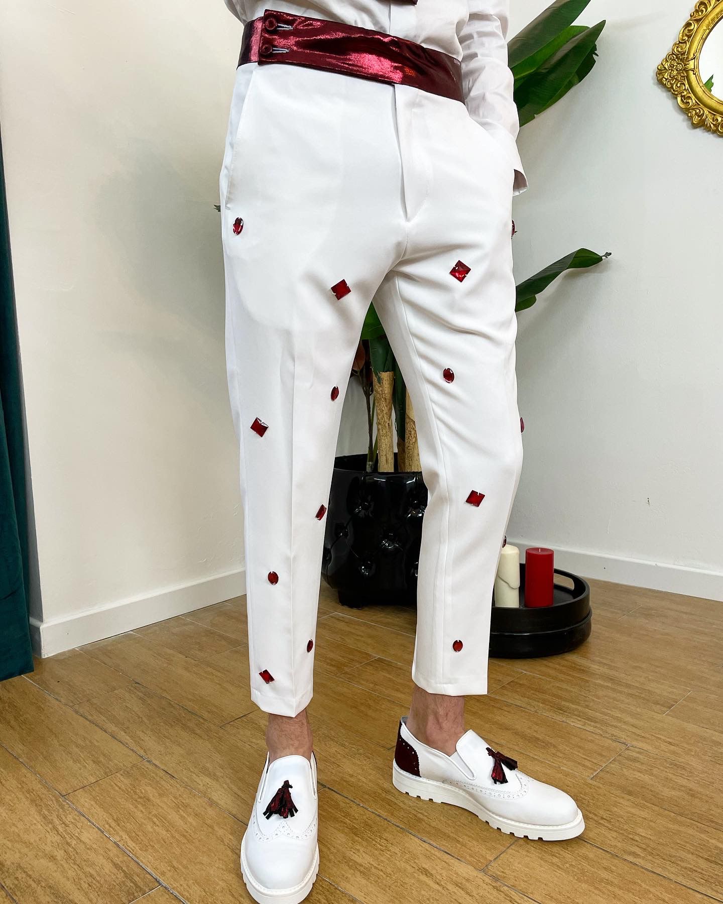 Pantalon PRINCE - Jewles Blanc/Rouge