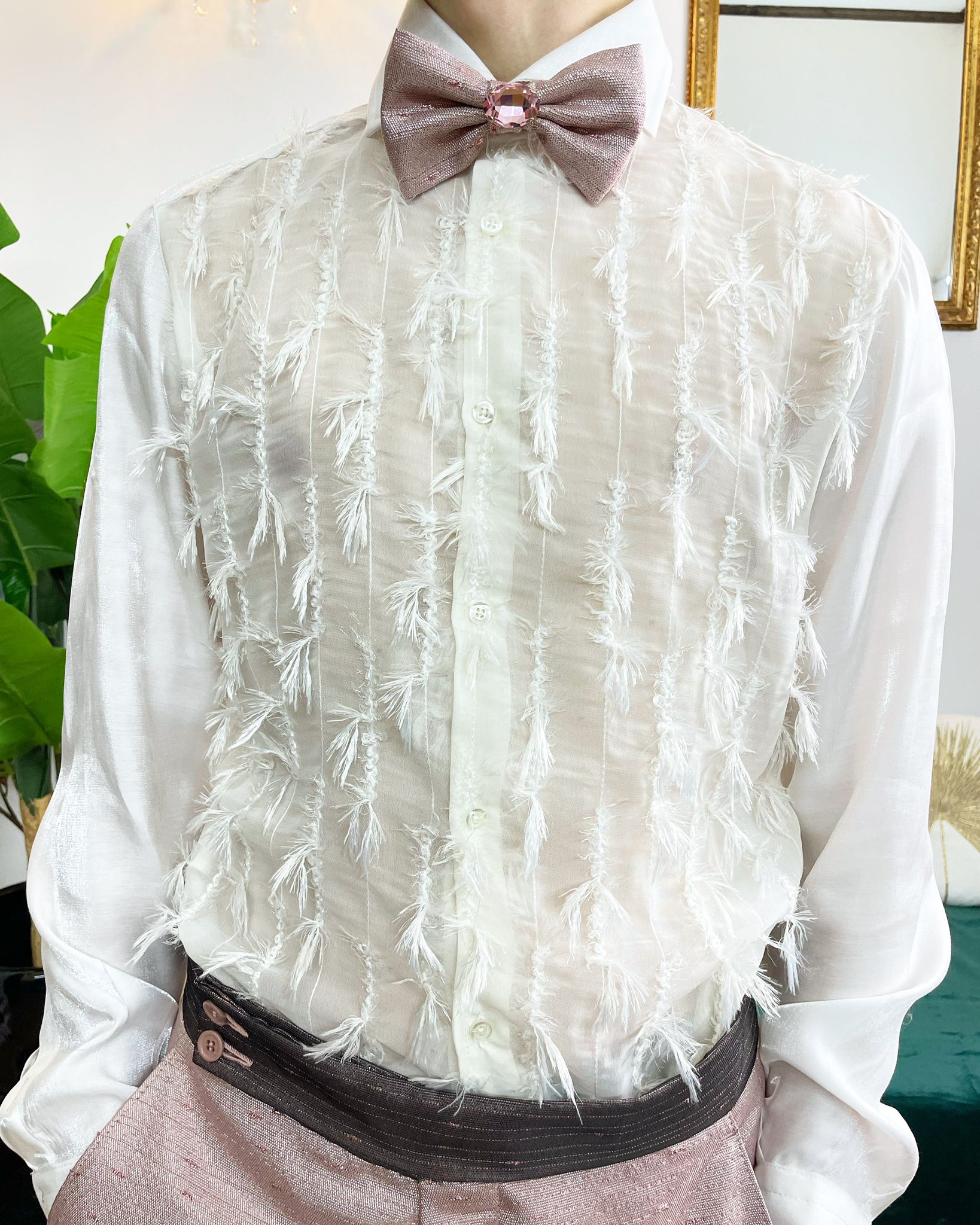 Camicia MANESKIN - Trasparent Feather White CN