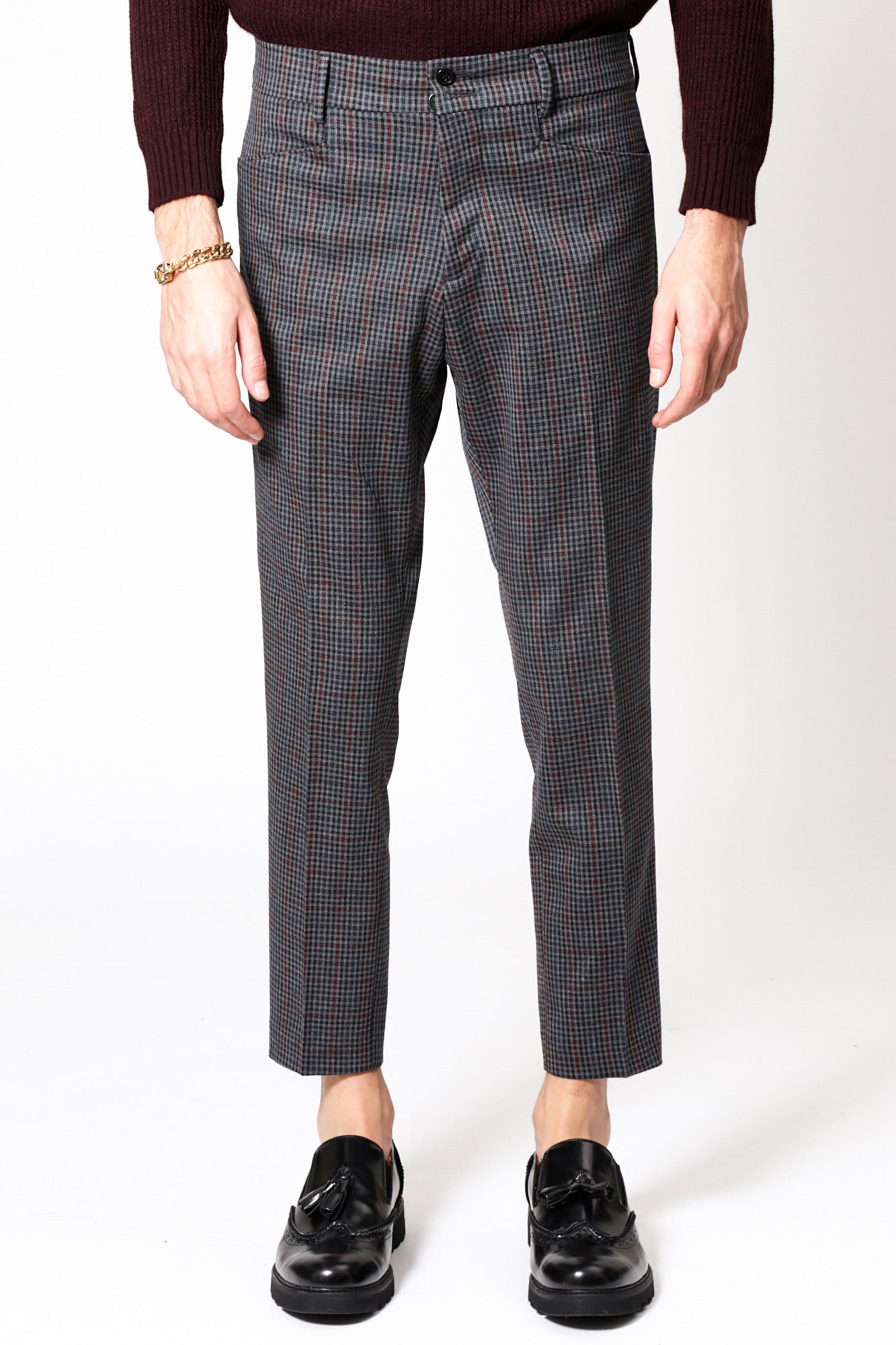 Pantalone SANTANA - Dark Gray Square Red Line