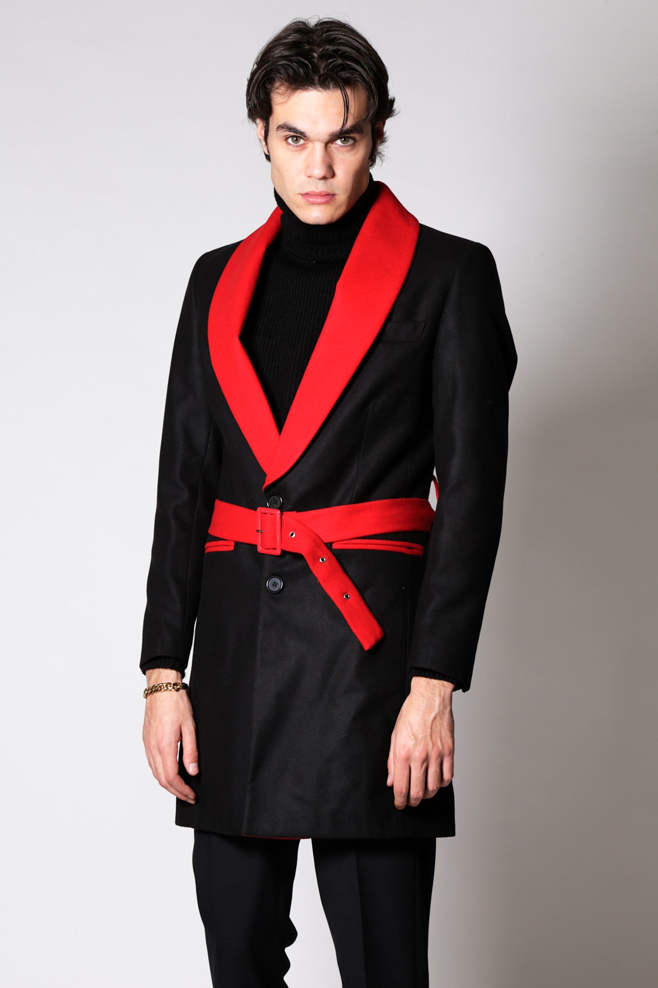 Manteau PITT - Noir/Rouge