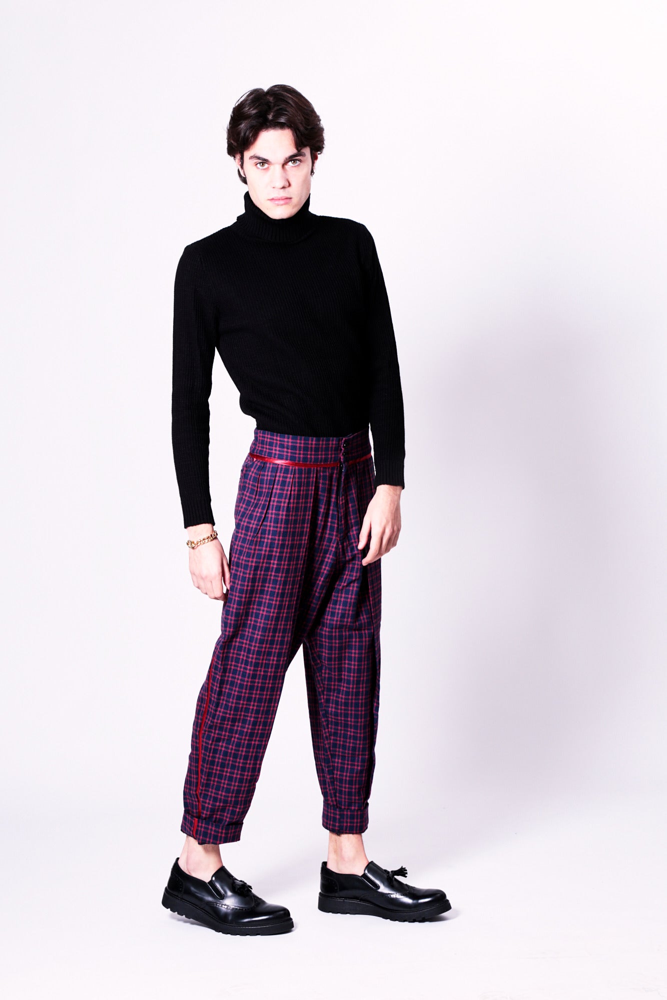 Pantalone SHAGGY - Night Blue Square Red Line