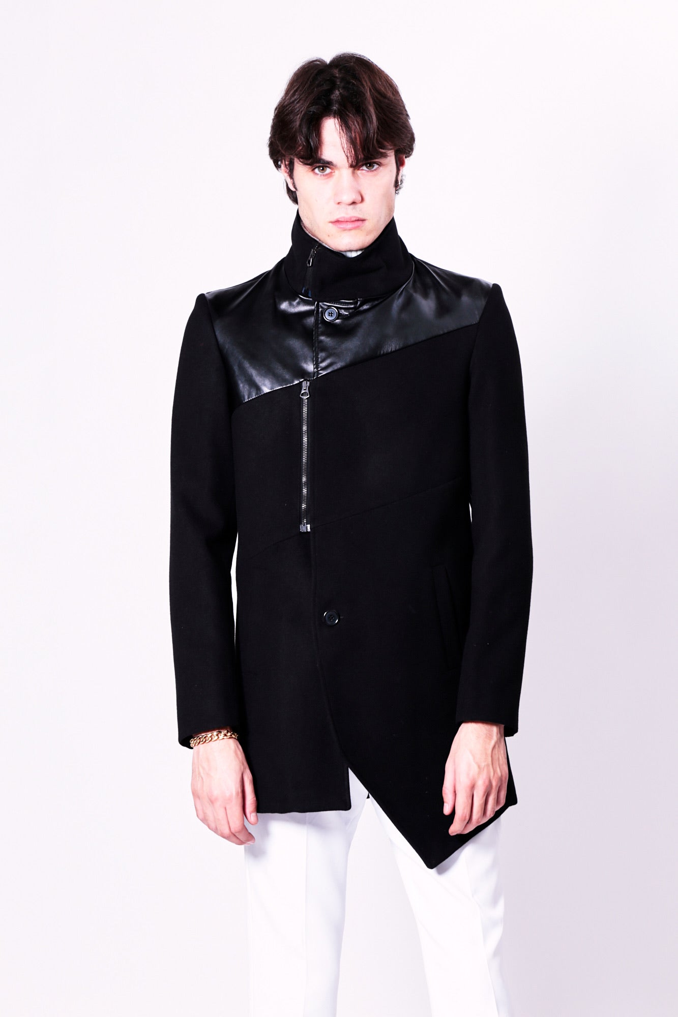 Cappotto CROWE - Black/Faux Leather Chest